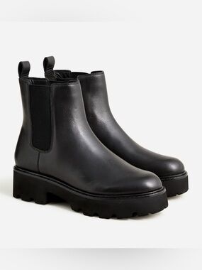 J. Crew Lug-sole Chelsea boots in leather. Women’s size 10.
